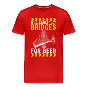 Ingénieur des ponts Construction de ponts - T-shirt bio Premium Homme - rouge - Devant - Damien (186cm)