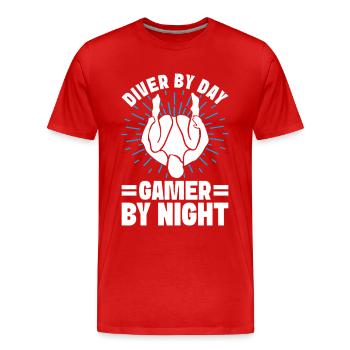 Diving diving board - Men's Premium Organic T-Shirt - red - Front - Damien (186cm)