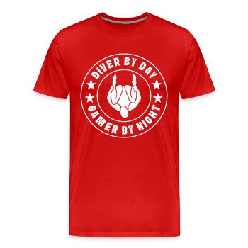 Diving diving board - Men's Premium Organic T-Shirt - red - Front - Damien (186cm)