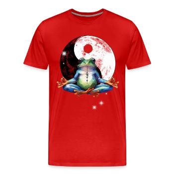 OM Frog Meditation Meditation Yoga - Men's Premium Organic T-Shirt - red - Front - Damien (186cm)