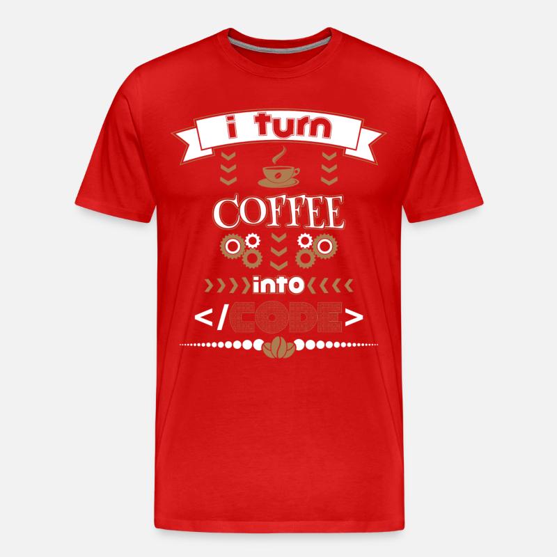 turn coffee into code - Männer Premium Bio T-Shirt - Rot