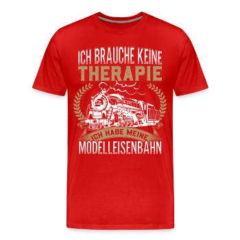 Modelleisenbahn Therapie - Männer Premium Bio T-Shirt - Rot - Vorne - Damien (186cm)