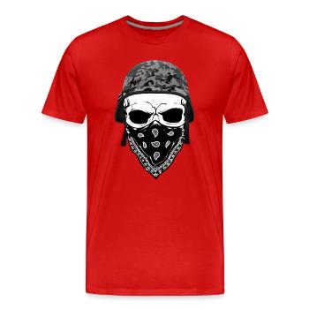 Totenkopf | Skull | Camouflage | Helm - Männer Premium Bio T-Shirt - Rot - Vorne - Damien (186cm)