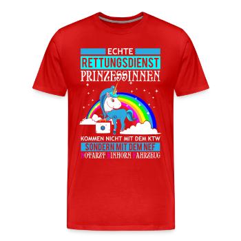 Rescue Princess Unicorn gift - Men's Premium Organic T-Shirt - red - Front - Damien (186cm)