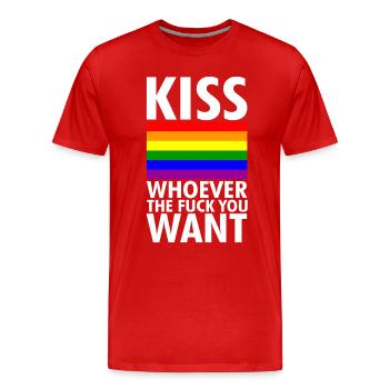 LGBT gay mariage gay lesbienne bi bisexuelle fierté - T-shirt bio Premium Homme - rouge - Devant - Damien (186cm)