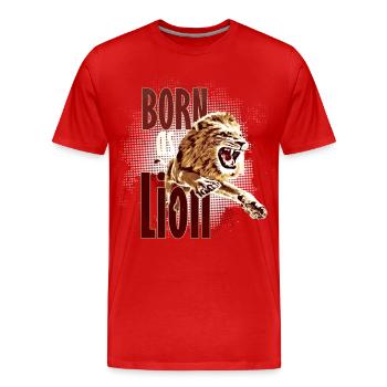 geboren als löwe 2 - Männer Premium Bio T-Shirt - Rot - Vorne - Damien (186cm)