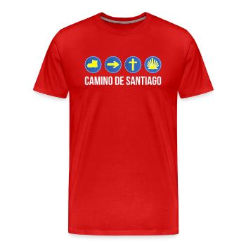 Camino de Santiago Pilger - Männer Premium Bio T-Shirt - Rot - Vorne - Damien (186cm)