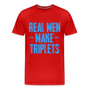 real men make triplets - Triplés Loading - T-shirt bio Premium Homme - rouge - Devant - Damien (186cm)