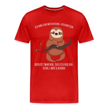lustiges Faultier Shirt Geschenkidee Schlafmütze - Männer Premium Bio T-Shirt - Rot - Vorne - Damien (186cm)