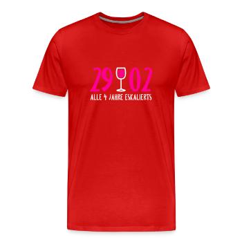29 février - Escalade tous les 4 ans - T-shirt bio Premium Homme - rouge - Devant - Damien (186cm)