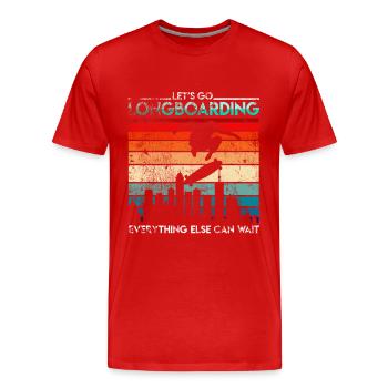 Retro Longboarder Longboard - Männer Premium Bio T-Shirt - Rot - Vorne - Damien (186cm)