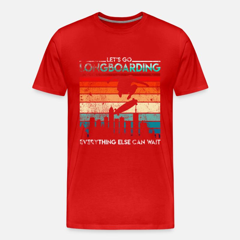 Retro Longboarder Longboard - Männer Premium Bio T-Shirt - Rot