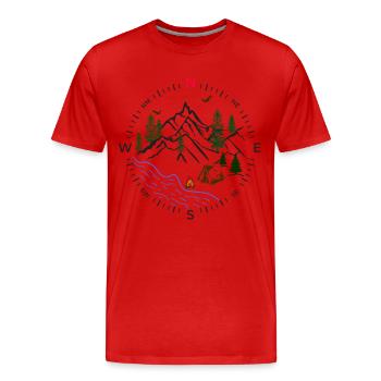 Forest Wald Kompass Fluss Zelten Zelt Wälder Natur - Männer Premium Bio T-Shirt - Rot - Vorne - Damien (186cm)