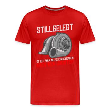Stillgelegt - es ist zwar alles eingetragen - Männer Premium Bio T-Shirt - Rot - Vorne - Damien (186cm)