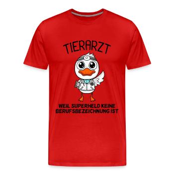 Tierarzt - Männer Premium Bio T-Shirt - Rot - Vorne - Damien (186cm)