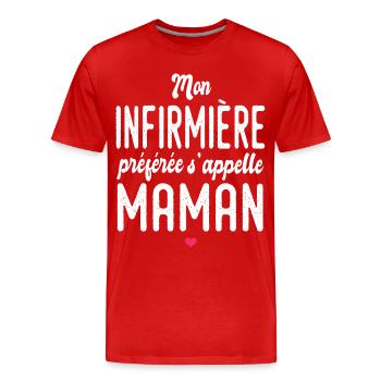 mon infirmière préférée s'appelle maman humour - T-shirt bio Premium Homme - rouge - Devant - Damien (186cm)
