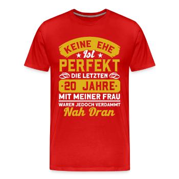 20. Hochzeitstag Porzellanhochzeit Ehepaar - Männer Premium Bio T-Shirt - Rot - Vorne - Damien (186cm)