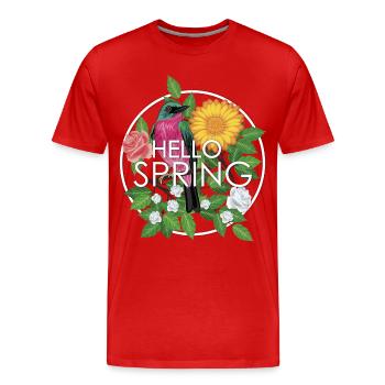 Bonjour le printemps - T-shirt bio Premium Homme - rouge - Devant - Damien (186cm)
