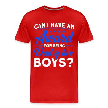 Auszeichnung Vater Papa Zwei Jungen - Männer Premium Bio T-Shirt - Rot - Vorne - Damien (186cm)