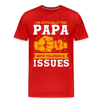 Papa Père Papa Papa - T-shirt bio Premium Homme - rouge - Devant - Damien (186cm)