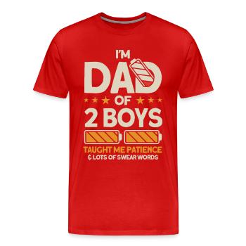 Vendanges Père Papa Deux garçons - T-shirt bio Premium Homme - rouge - Devant - Damien (186cm)