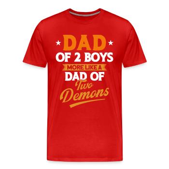 Démons Père Papa Deux Garçons - T-shirt bio Premium Homme - rouge - Devant - Damien (186cm)