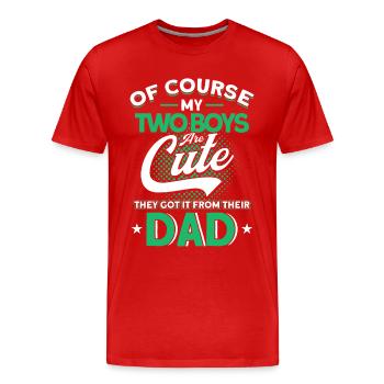 Vendanges Père Papa Deux garçons - T-shirt bio Premium Homme - rouge - Devant - Damien (186cm)