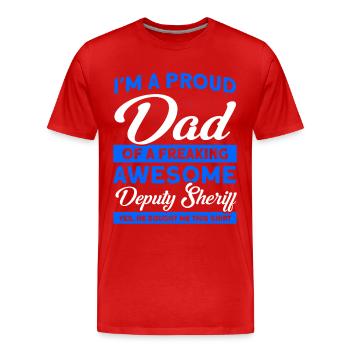 Fier Papa Assistant Shérif Papa Père - T-shirt bio Premium Homme - rouge - Devant - Damien (186cm)