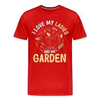 Gardening Gardener Chicken Farmer Chicken Feeder - Men's Premium Organic T-Shirt - red - Front - Damien (186cm)
