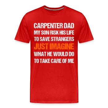 Sohn Vater Zimmermann Vater Familie - Männer Premium Bio T-Shirt - Rot - Vorne - Damien (186cm)
