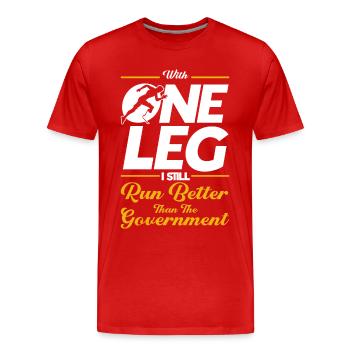 Handicap Amputee Amputation Prosthetic Leg - Men's Premium Organic T-Shirt - red - Front - Damien (186cm)