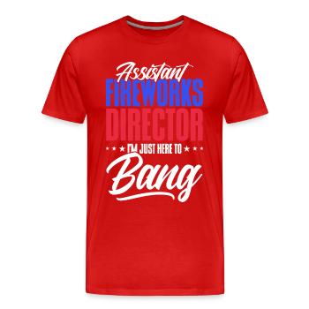 Drôle de feu d’artifice pyrotechnicien disant - T-shirt bio Premium Homme - rouge - Devant - Damien (186cm)
