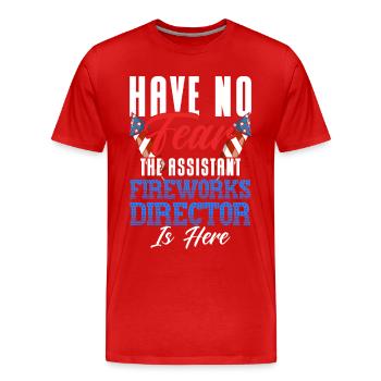 Drôle de feu d’artifice pyrotechnicien disant - T-shirt bio Premium Homme - rouge - Devant - Damien (186cm)