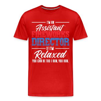 Drôle de feu d’artifice pyrotechnicien disant - T-shirt bio Premium Homme - rouge - Devant - Damien (186cm)