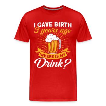 3rd Birthday Beer DrinkIng Mom Mom - Men's Premium Organic T-Shirt - red - Front - Damien (186cm)