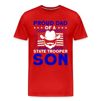 Stolzer Papa Polizeibeamter Polizeidienst Polizist - Männer Premium Bio T-Shirt - Rot - Vorne - Damien (186cm)