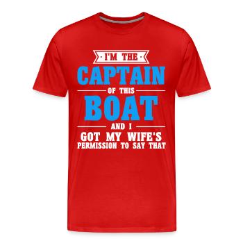 Wife Boat Captain Captains - Men's Premium Organic T-Shirt - red - Front - Damien (186cm)