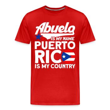 Abuelo My name Puerto Rico My country Puerto Rico - Men's Premium Organic T-Shirt - red - Front - Damien (186cm)