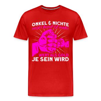 Onkel & Nichte Unser Bund Ist Kostbar Onkel - Männer Premium Bio T-Shirt - Rot - Vorne - Damien (186cm)