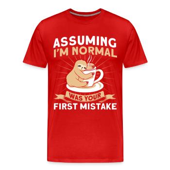 Supposer que je suis un paresseux normal - T-shirt bio Premium Homme - rouge - Devant - Damien (186cm)