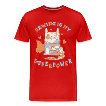 Coudre chat Machine à coudre La couture est mon superpouvoir - T-shirt bio Premium Homme - rouge - Devant - Damien (186cm)