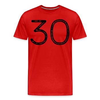 30 - Number - Birthday - Men's Premium Organic T-Shirt - red - Front - Damien (186cm)