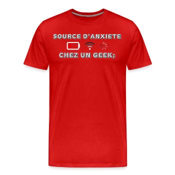 Source d Anxiété Chez un Geek - T-shirt bio Premium Homme - rouge - Devant - Damien (186cm)
