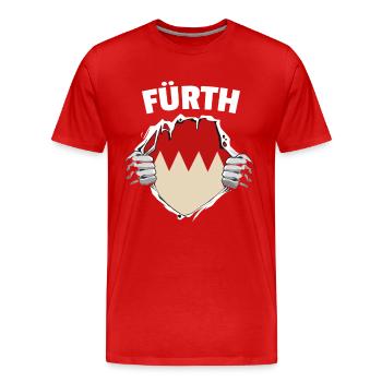 Stadt Fürth Brust 80er Retro Vintage - Männer Premium Bio T-Shirt - Rot - Vorne - Damien (186cm)