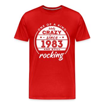 Unique en son genre totalement fou depuis 1983 Rocking - T-shirt bio Premium Homme - rouge - Devant - Damien (186cm)
