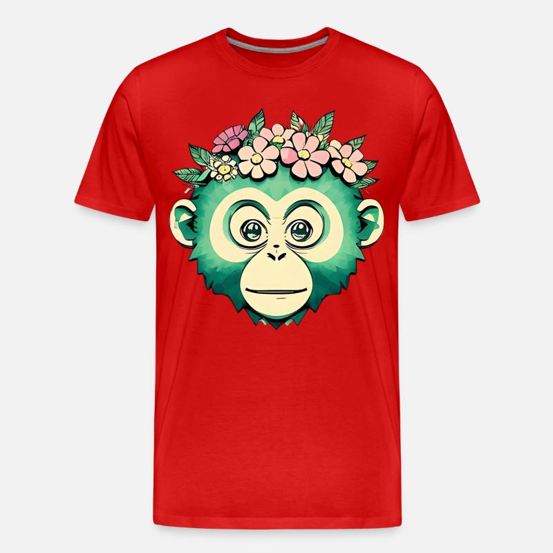 Ami singe fleuri - T-shirt bio Premium Homme - rouge