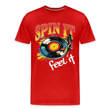 Vinyl Schallplatte Platte LP Plattenspieler Retro - Männer Premium Bio T-Shirt - Rot - Vorne - Damien (186cm)