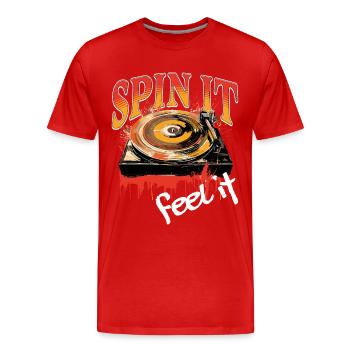 Disque Vinyle LP Platine Rétro - T-shirt bio Premium Homme - rouge - Devant - Damien (186cm)