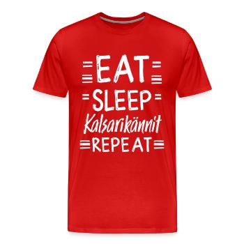 Eat Sleep Kalsarikännit Repeat Finnland Unterhose - Männer Premium Bio T-Shirt - Rot - Vorne - Damien (186cm)