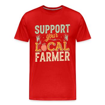 Support Your Local Farmer Bauer Landwirt - Männer Premium Bio T-Shirt - Rot - Vorne - Damien (186cm)